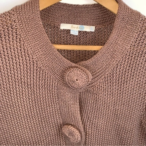 Boden sz 2 Chocolate Brown Chunky Knit Cardigan Sweater Jacket Button Snap Front - Picture 3 of 7